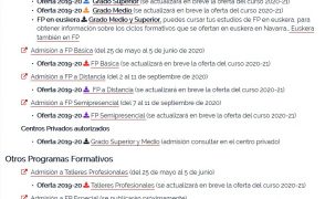 Admisión a la Formación Profesional. Curso 2020-21 (04/05/20)
